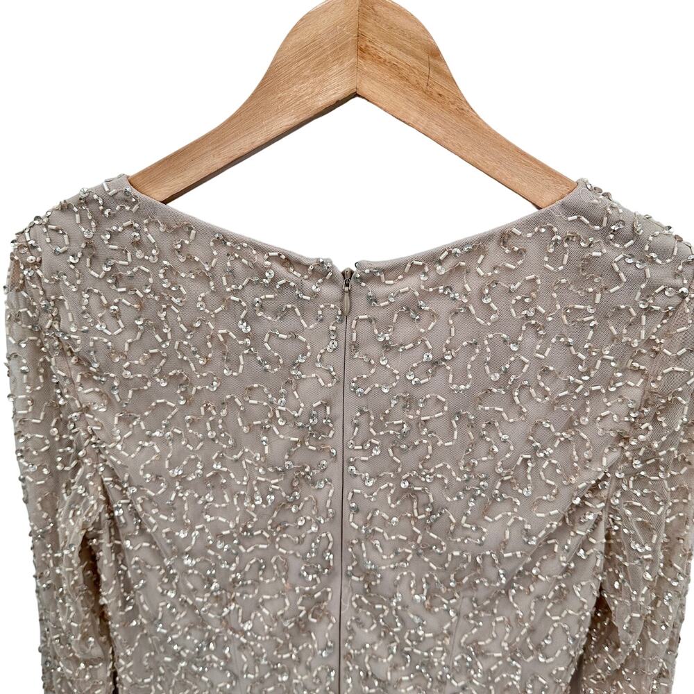ADRIANNA PAPELL NWT Beaded Cocktail Dress AP1E208670 in Biscotti // 6 - Picture 13 of 14